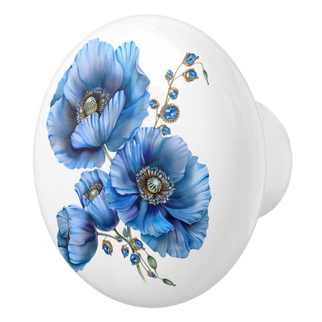 Schöne blaue Pflaumen und Steine Keramikknauf (Rechts)
