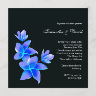 Schöne Blaue Plumeria Hochzeitsfeier Einladung
