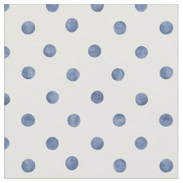 Schöne blaue Polka-Punkte auf weißem Hintergrund Stoff