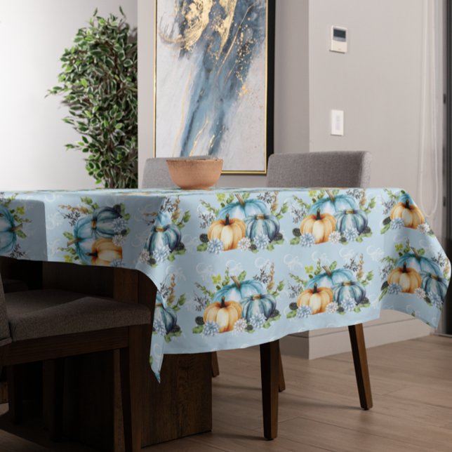 Schöne blaue Pumpkin Herbst Wasserfarbe Fall Tischdecke (Von Creator hochgeladen)