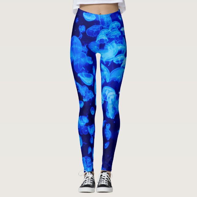Schöne blaue Qualle Leggings (Vorderseite)