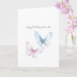 Schöne Blaue Rosa Weiße Schmetterlinge Geburtstag Karte