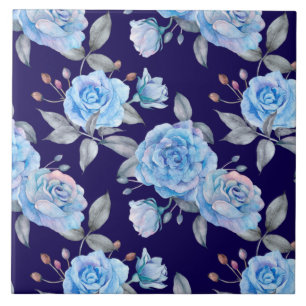 Schöne blaue Rose, pastellrosa Hintergrund, Fliese