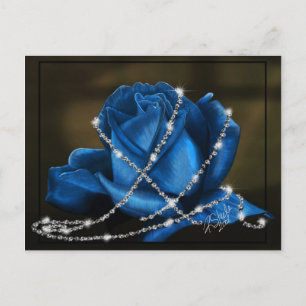 Schöne blaue Rose verpackt in Diamanten Postkarte