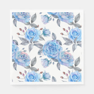 Schöne blaue Rose, weißer Hintergrund, Serviette