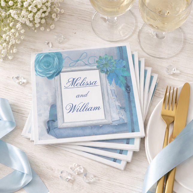 Schöne blaue Rustikale Hochzeit Serviette (Von Creator hochgeladen)