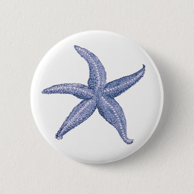 Schöne Blaue Seestern-Illustration Button (Vorderseite)