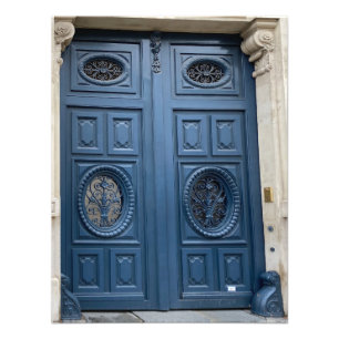Schöne blaue Türen in Paris, Frankreich Fotodruck