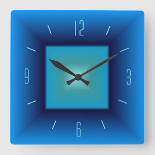 Schöne blaue und aqua-farbene quadratische Küchenu Wanduhr