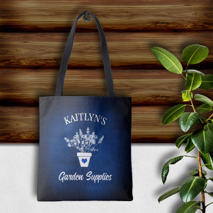Schöne blaue und florale personalisierte Tasche