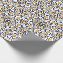 💙 💛 Schöne blaue und gelbe Azulejos 9, Geschenkpapier