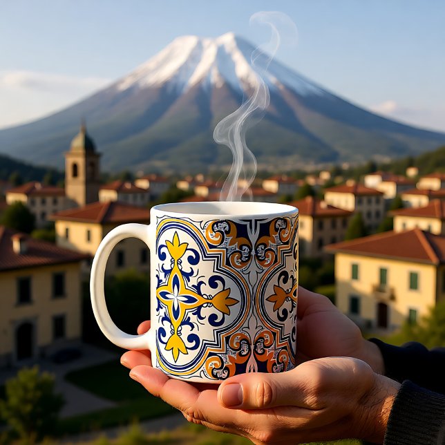 💙 💛 Schöne blaue und gelbe Azulejos 9  Kaffeetasse ( Beautiful blue and yellow Azulejos Coffee Mug)