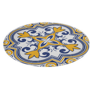 💙 💛 Schöne blaue und gelbe Azulejos 9 Schne Schneidebrett