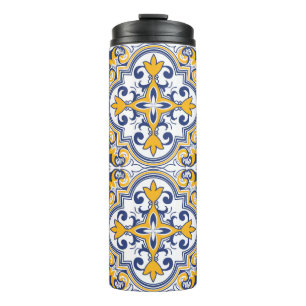 💙 💛 Schöne blaue und gelbe Azulejos 9  Thermosbecher