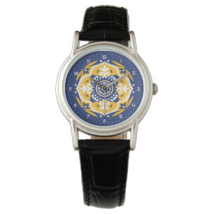 💛 💙 🤍 Schöne blaue und gelbe Azulejos Armbanduhr