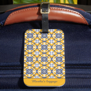 💙 🤍 💛 Schöne blaue und gelbe Azulejos Gepäckanhänger