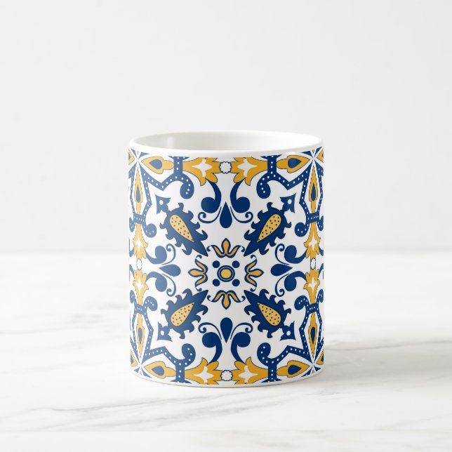 💙 💛 Schöne, blaue und gelbe Azulejos,   Kaffeetasse (Mittel)