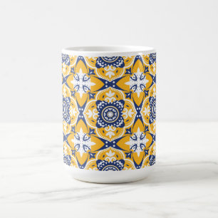 💙🤍💛 Schöne blaue und gelbe Azulejos Kaffeetasse