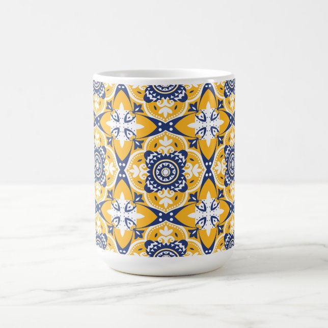 💙 🤍 💛 Schöne blaue und gelbe Azulejos Kaffeetasse (Mittel)