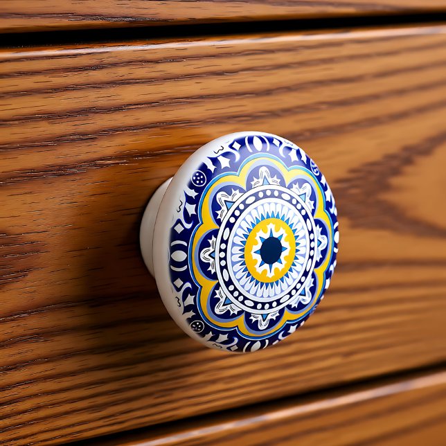 😍 Schöne blaue und gelbe Azulejos, Keramikknauf (Beautiful blue and yellow Azulejos, Ceramic Knob)