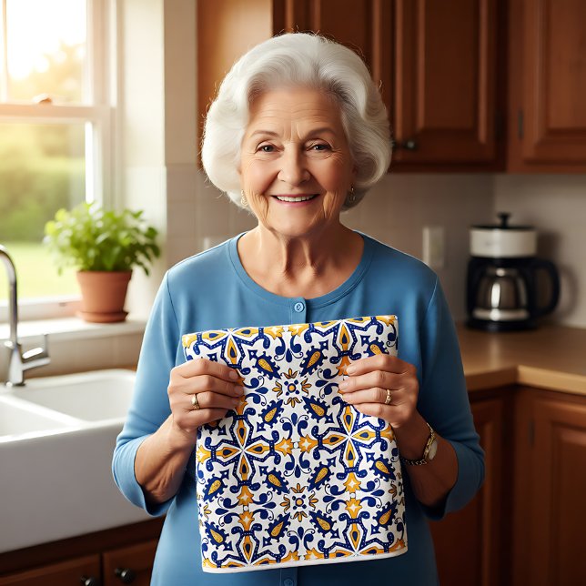 💙 💛 Schöne blaue und gelbe Azulejos,   Küche Geschirrtuch (💙💛 Beautiful blue and yellow Azulejos, Kitchen Kitchen Towel)