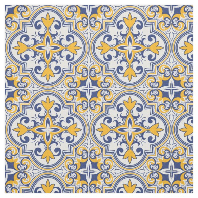 💙 💛 Schöne blaue und gelbe Azulejos  Stoff (Muster)