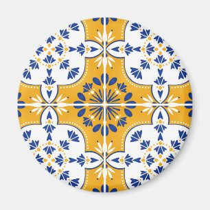 Schöne blaue und gelbe portugiesische Azulejo Magnet