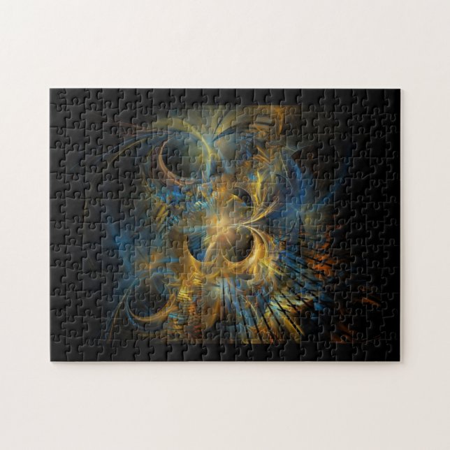 Schöne blaue und goldene Fraktale  (Horizontal)