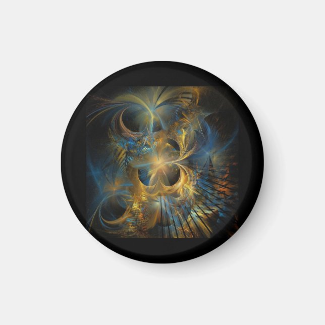 Schöne blaue und goldene Fraktale  Magnet (Vorne)