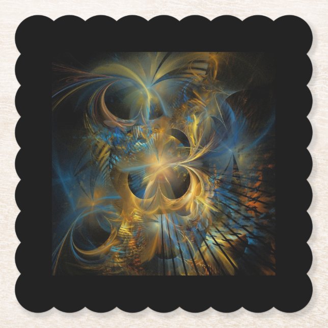 Schöne blaue und goldene Fraktale  Untersetzer (Vorderseite)
