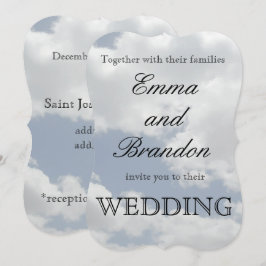 Schöne blaue und weiße Wolken drucken Hochzeit Einladung