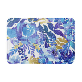 Schöne blaue Wasserfarbe Blumenmatte Badematte