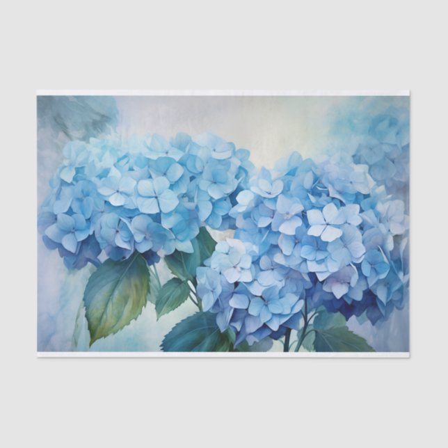 Schöne blaue Wasserfarbe Hydrangea Dekoupage Seidenpapier (Vorderseite)