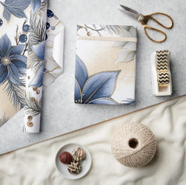 Schöne blaue Weihnachten, Berries, Blumen Geschenkpapier