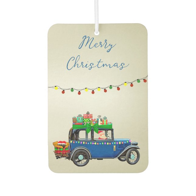Schöne, blaue Weihnachtswagen mit Weihnachtsgesche Autolufterfrischer (Vorderseite)