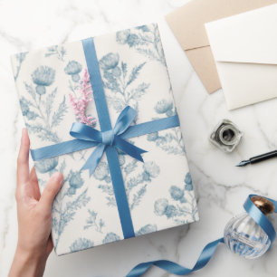 Schöne blaue weiße Blumenhochzeit Geschenkpapier