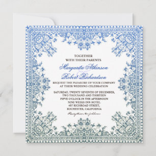 schöne Blauer Rahmen Hochzeit lädt ein Einladung