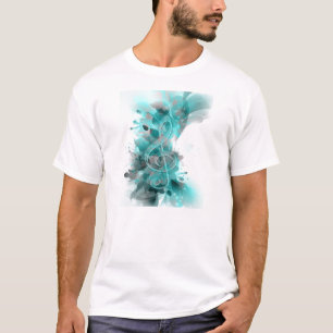 Schöne blaugraue coole Spritzer Blume Blätter T-Shirt