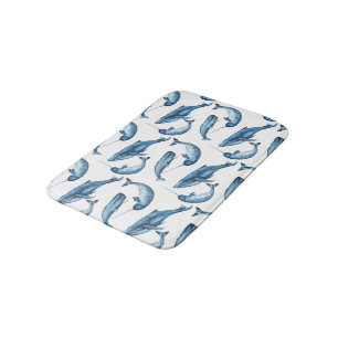 Schöne Blauwale und Narwhals Bad-Matte Badematte