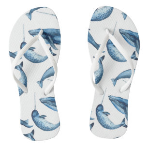 Schöne Blauwale und Narwhals   Badesandalen