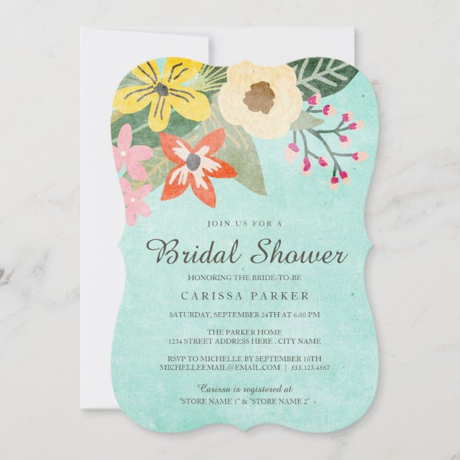 Schöne Bloms Bridal Dusche Einladung (Vorderseite)