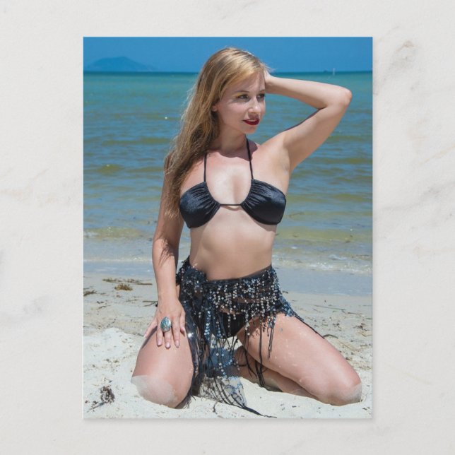 Schöne Blonde Bikini Beach Postkarte (Vorderseite)