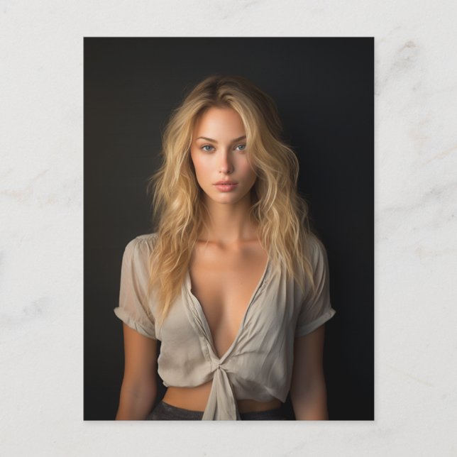Schöne Blonde Frau Postkarte (Vorderseite)