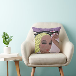 Schöne Blonde Lady (Personalize) Kissen