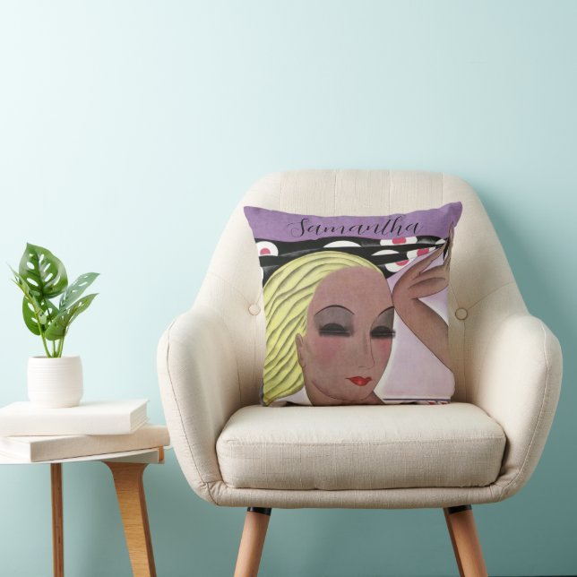 Schöne Blonde Lady (Personalize) Kissen (Stuhl )