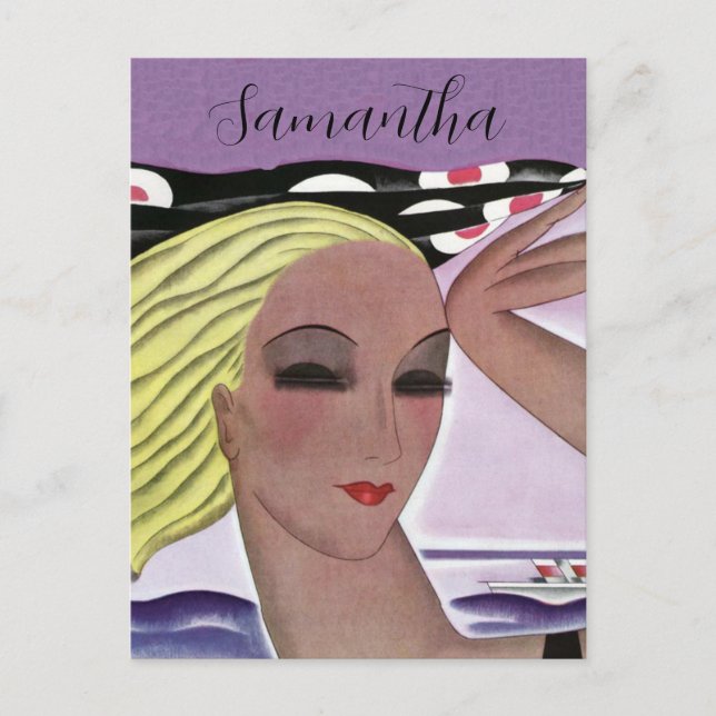 Schöne Blonde Lady (Personalize) Postkarte (Vorderseite)