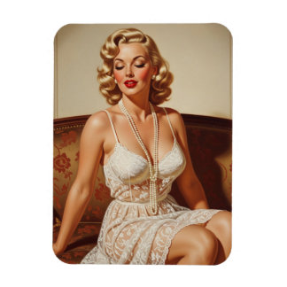 Schöne blonde Pin-up-Kunst der 50er Jahre Magnet