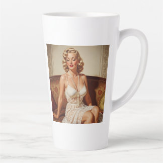 Schöne blonde Pin-up-Kunst der 50er Jahre Milchtasse