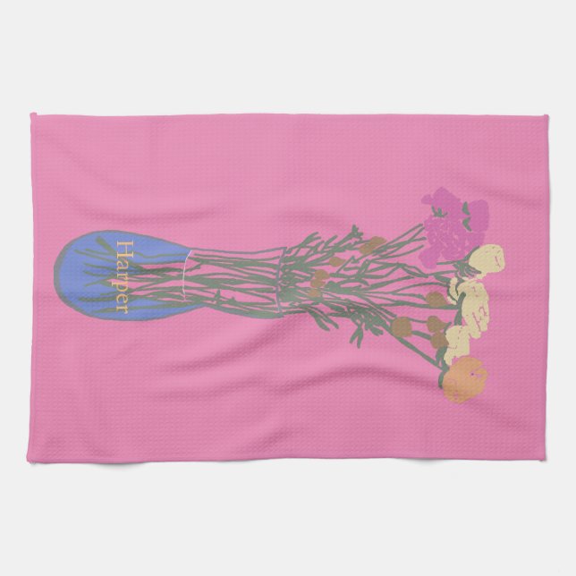 Schöne Blooms Original Blume Illustration Geschirrtuch (Horizontal)
