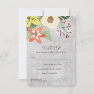 Schöne Blooms Wedding RSVP Card   Grau   CUSTOM Karte